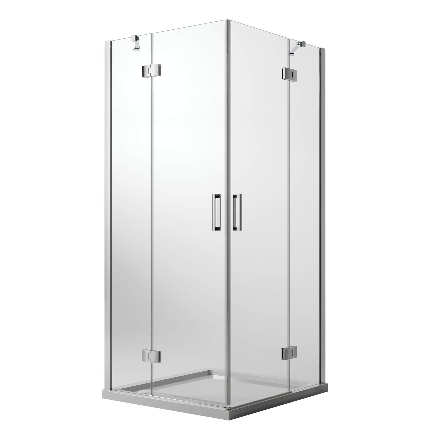 Box Doccia 80x80 CM H190 Trasparente mod. Flip Anta + Anta Ap. Battente