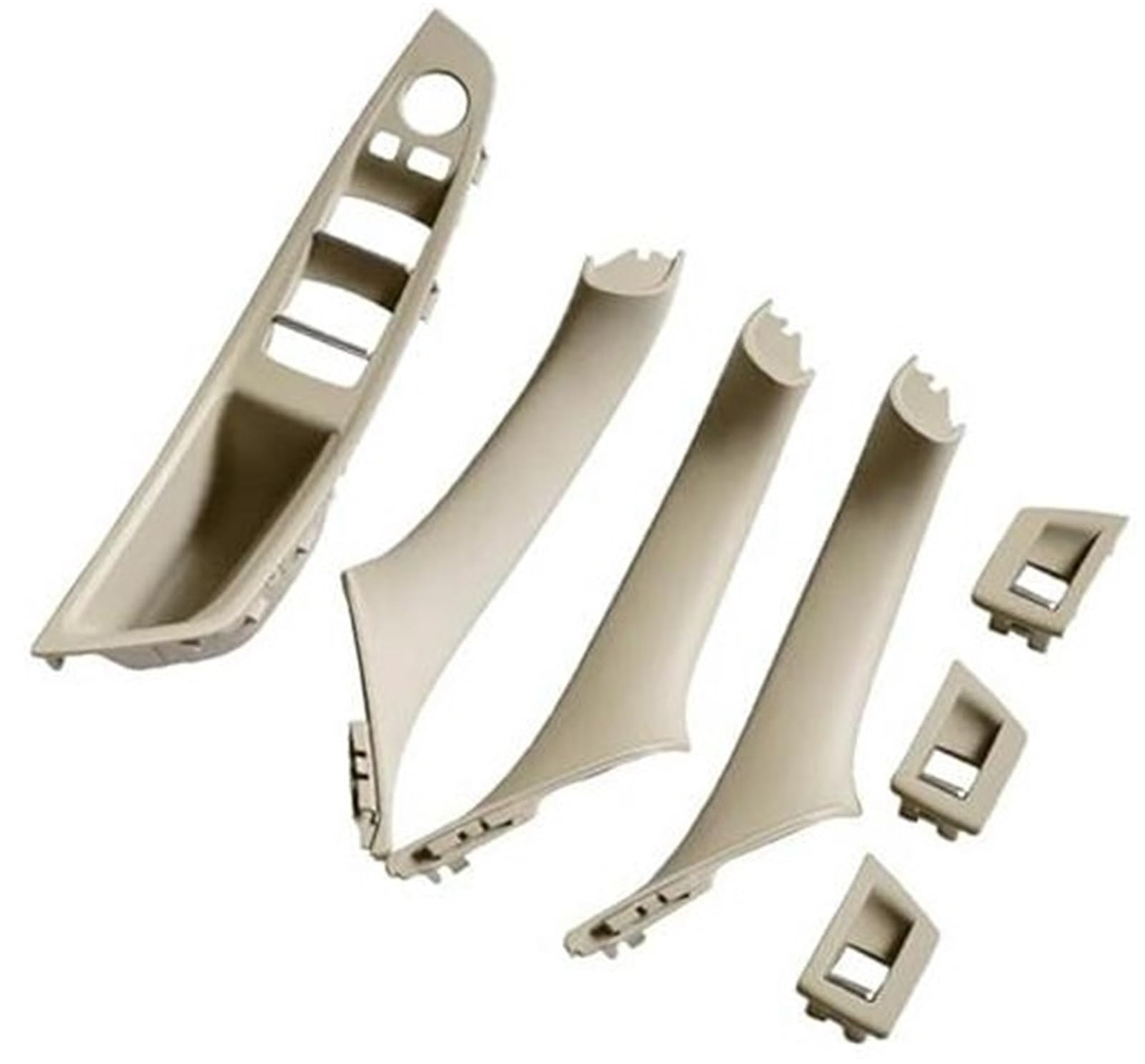Top ABS Podłokietnik Drzwi wewnętrzne Panel klamki Tapicerka LHD, dla BMW, 5 Serie F10 F11 520i 528i 525d 535i Czarny Beżowy 51417225858 Klamka do drzwi samochodowych(Beige-White-7Pcs)
