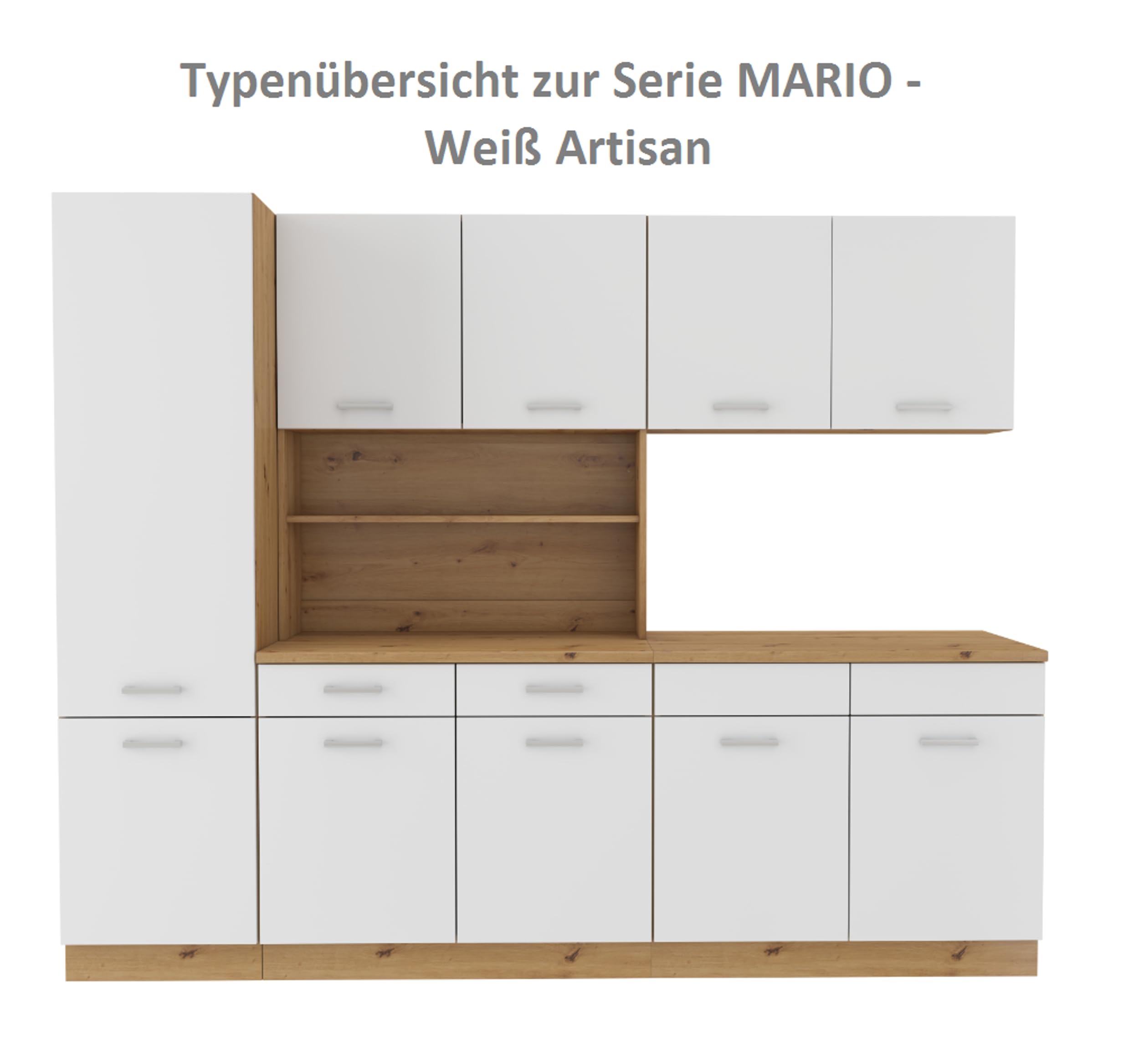 Kuechen-preisbombe Hängeschrank Buffet Küche Mario 100 Küchenzeile Einbauküche Weiss Eiche Artisan