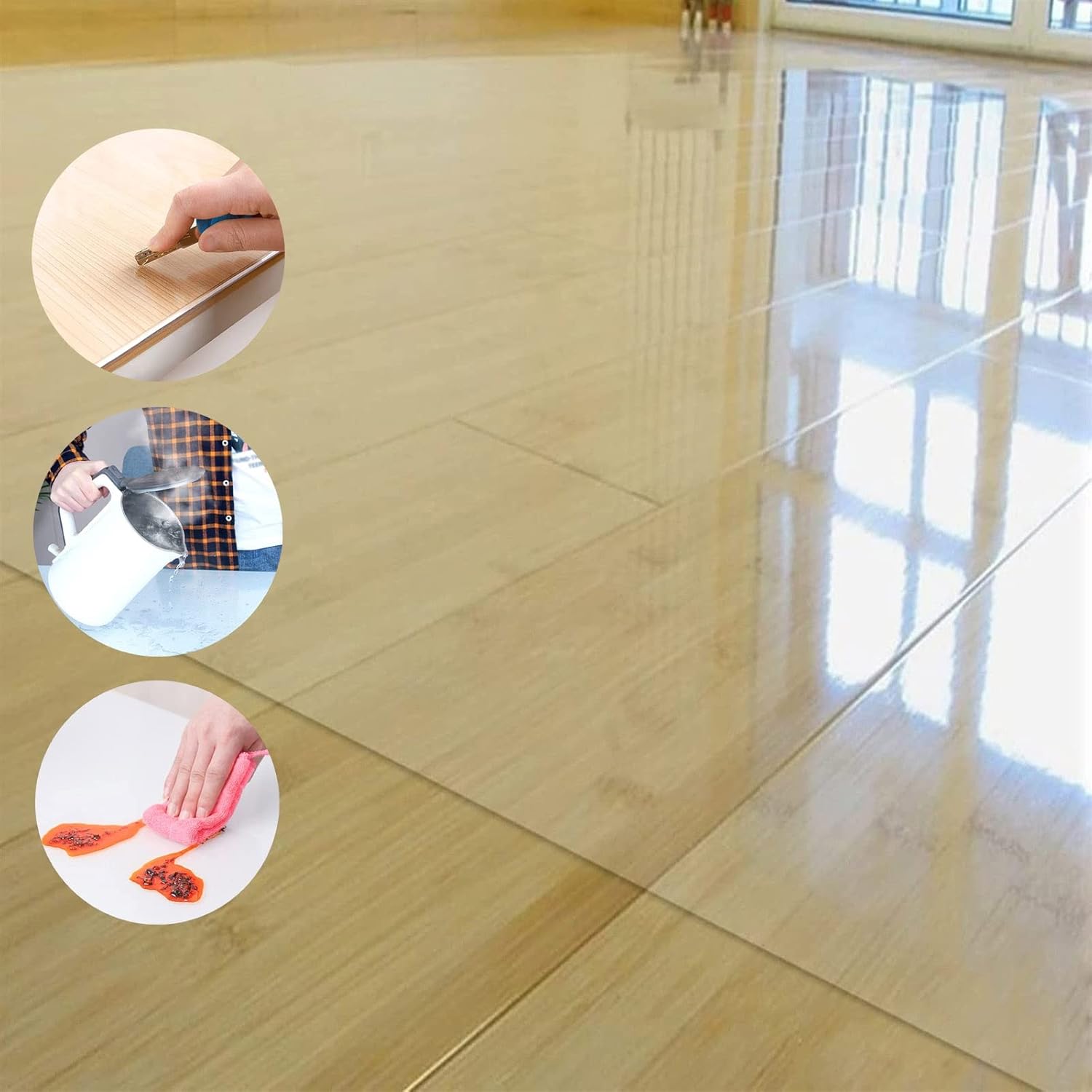 AntiSlip Office Chair Mat for Hardwood Floor Transparent
