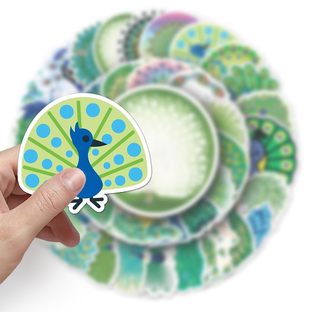 Trendy Peacock Vinyl Stickers, 50 PCS Waterproof Decorative Bird Decals for Laptops Scrapbooking, Journals, Notebooks - Image 4