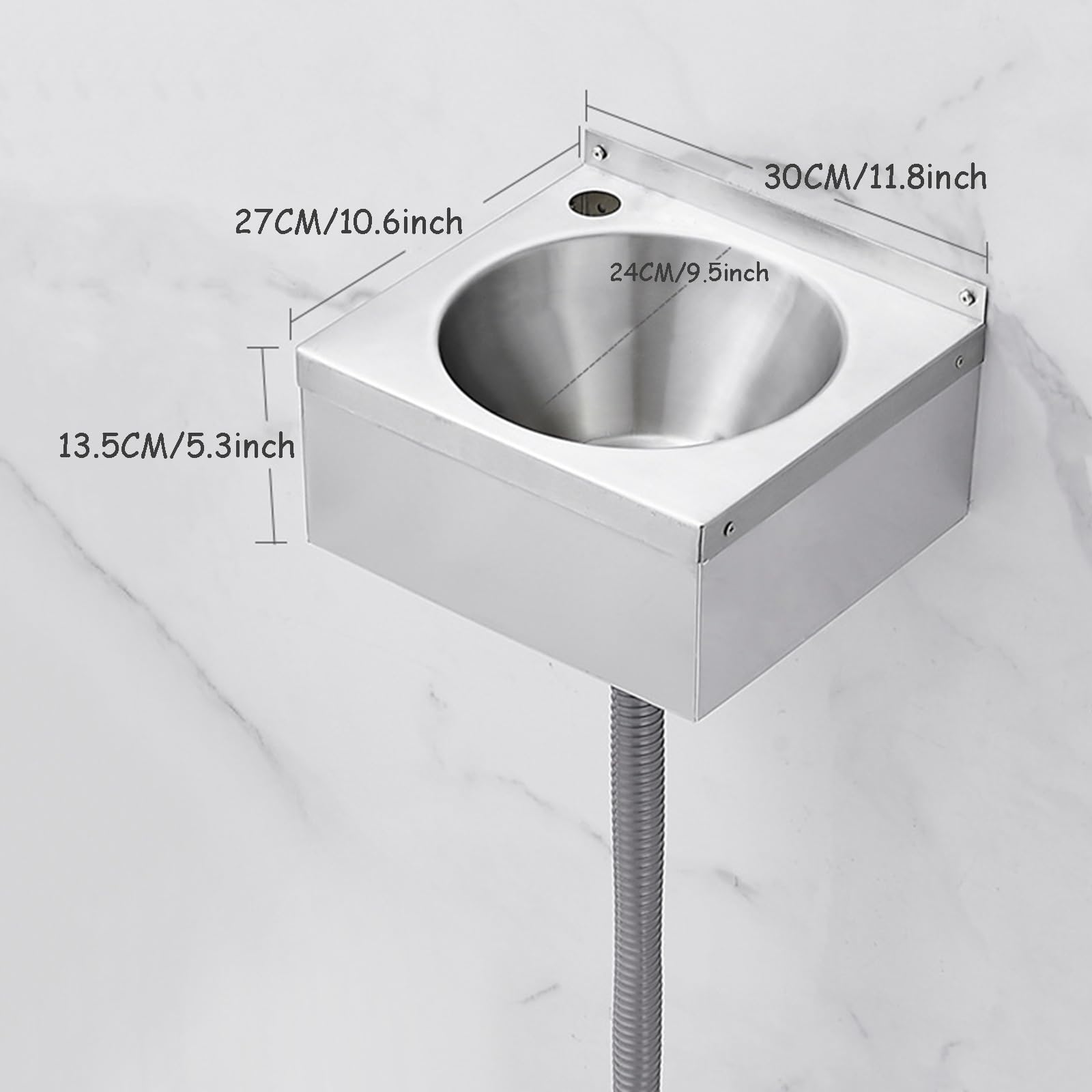Lavandino Quadrato da Parete for Bagno, Piccolo lavabo in Acciaio Inox for Uso Domestico, for Balcone