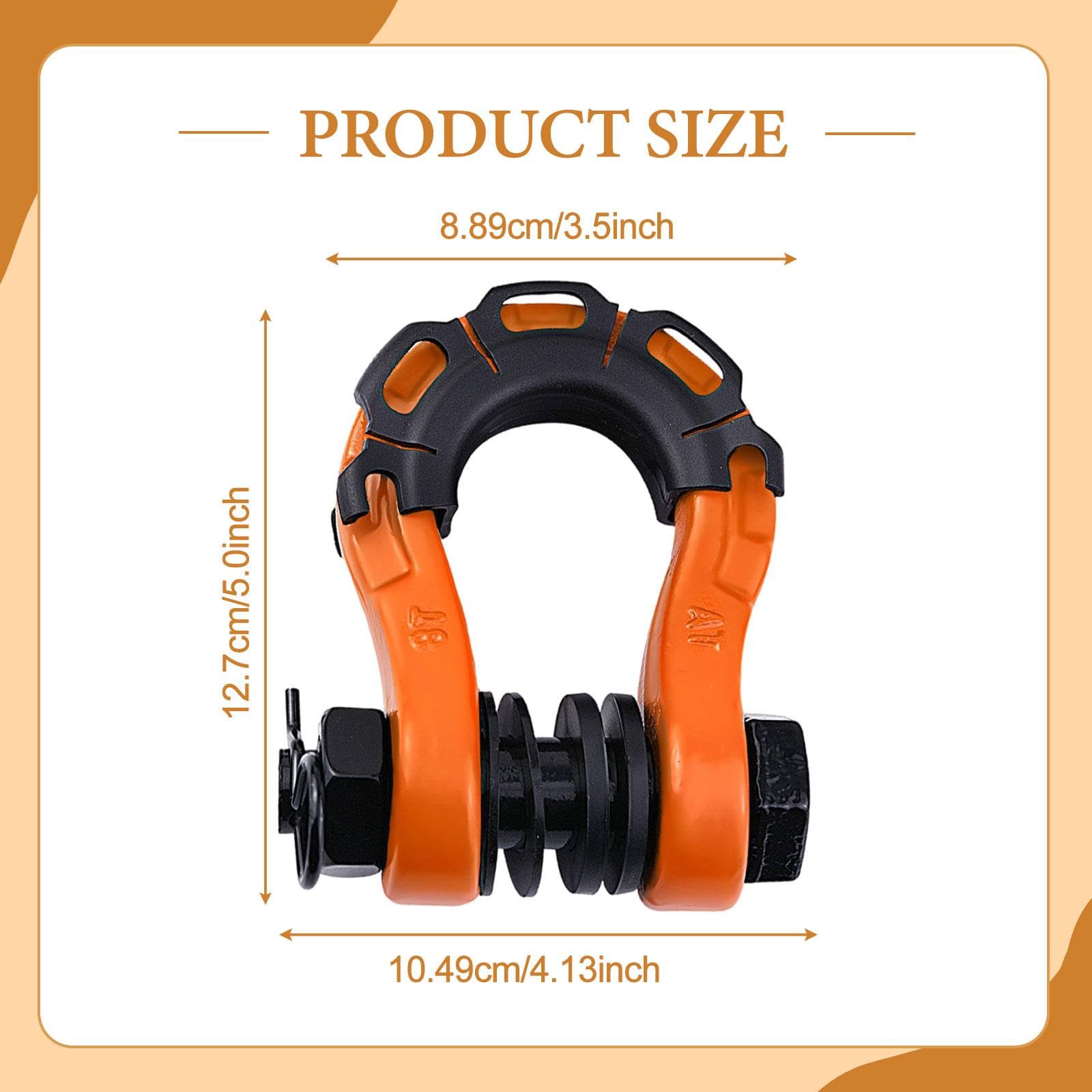 2 Pièces Manilles D Accessoires Remorquage Camion Faciles à Installer Construction Acier Carbone Force Élevée Convient pour Opérations SUV Off, Orange