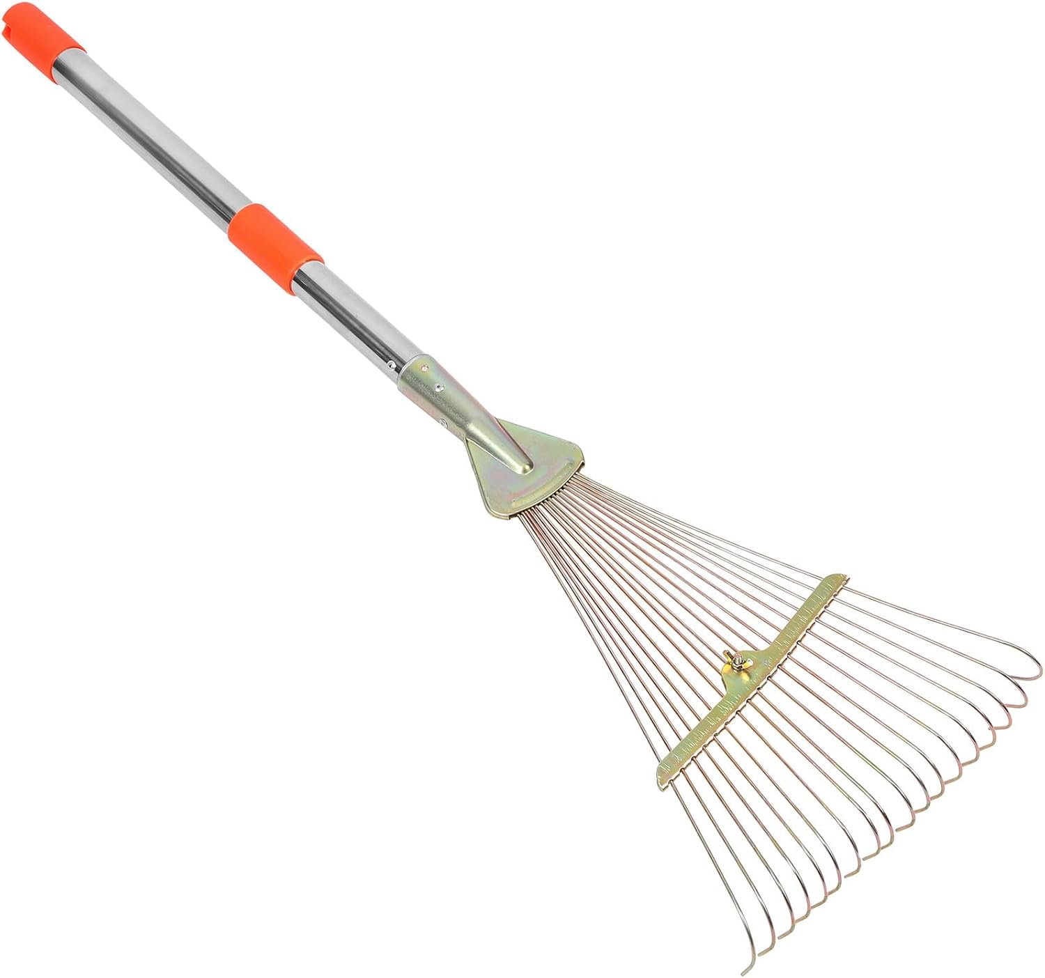 VICASKY 18-Tine Garden Rake with Telescoping Stainless Steel Handle for Lawn and Leaf Cleanup, Extendable Landscape Rake Suitable for Grass, Leaves, and Yard Debris