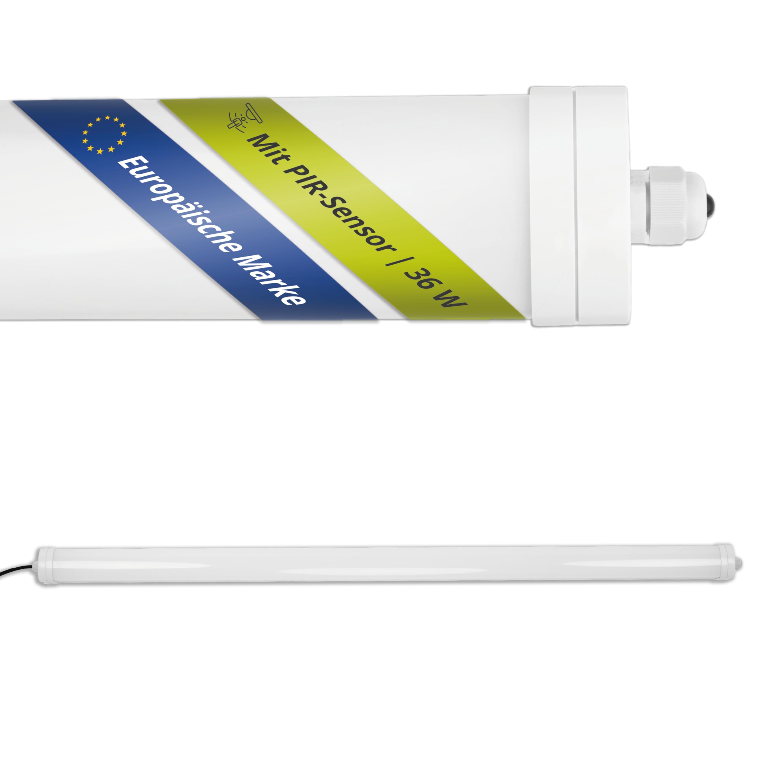 INNOVATE LED Feuchtraumleuchte mit Bewegungsmelder 130 cm 1 Stück [36W IP65 IK08 4000K 4000lm] Werkstattlampe Kellerlampe LED Deckenleuchte mit Bewegungsmelder Werkstatt Garage I Unterbauleuchte Küche