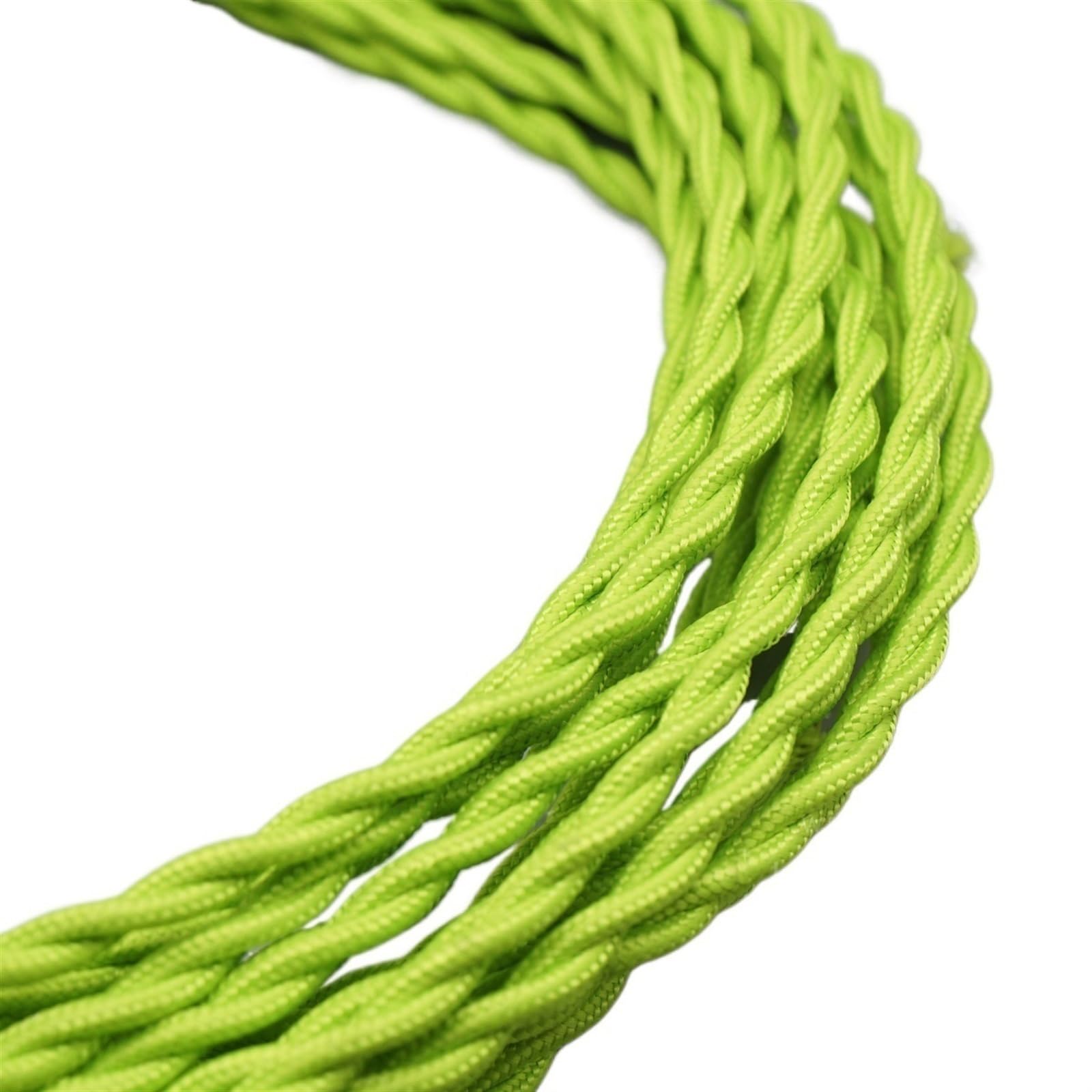 fil textile torsadé, Fil électrique textile tressé torsadé à 2 conducteurs de 0,75 mm²(Green,15m)