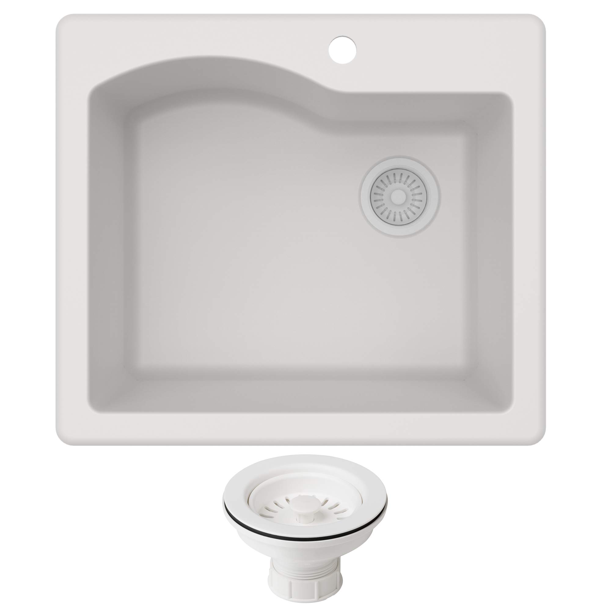 KRAUS KGD-441 Quarza 25-inch Dual Mount Single Bowl Granite Kitchen Sink in White