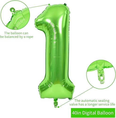 Miniatura 2 de TONIFUL Globos grandes de 40 pulgadas con números verdes del 0 al 9, globos de helio del número 1 del número 1, globos de aluminio de Mylar con