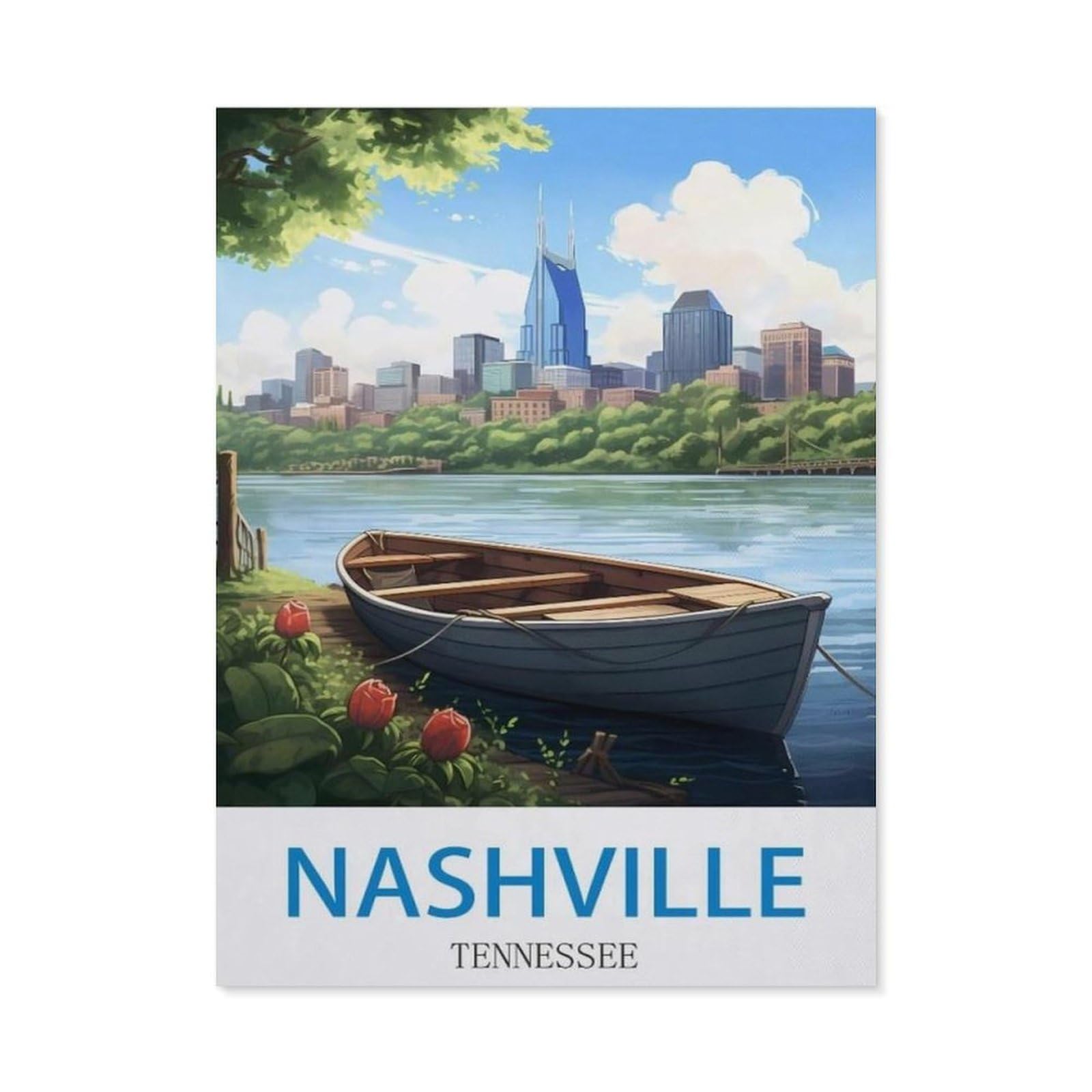 BEAYODKP Nashville Tennessee，5D DIY Diamond Painting Full Round Drill Diamond Embroidery Cross Stitch Rhinestone Mosaic Paintings Art（50 x 60 cm/19.68 x 23.62 inches）-CN96