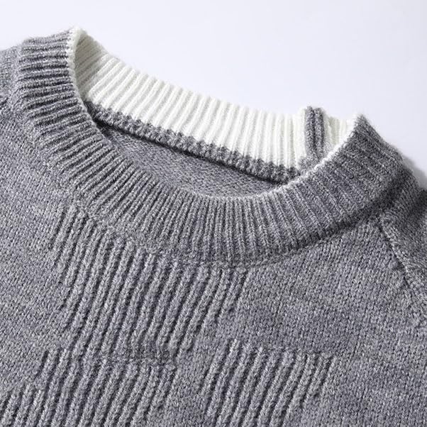 Round Neck Sweater Men's Loose and Velvet and Thick Winter Dress Bottom Sweater Line Clothes2