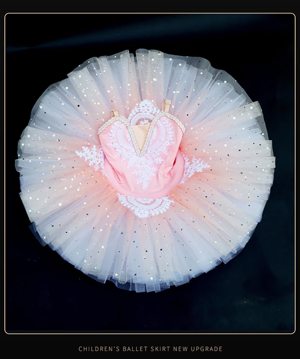 EFLALYHG Niñas Tutu Danza Rendimiento Competencia Clasificación Vestido Escenario Lago de los Cisnes Bailarinas Disfraces Danza Falda