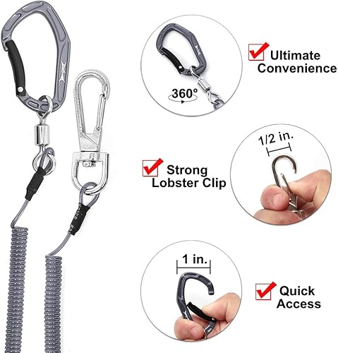 Miniatura 4 de HERCULES M4 Fishing Lanyard, Fishing Pole Tether, Kayak Paddle Leash, Heavy Duty Retractable Coiled Lanyard for Fishing, Rods, Pliers, Boating,