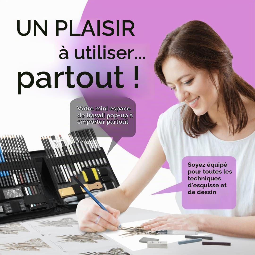 Castle Art Supplies Set 60 Pièces Dessin et Croquis, Professionnels