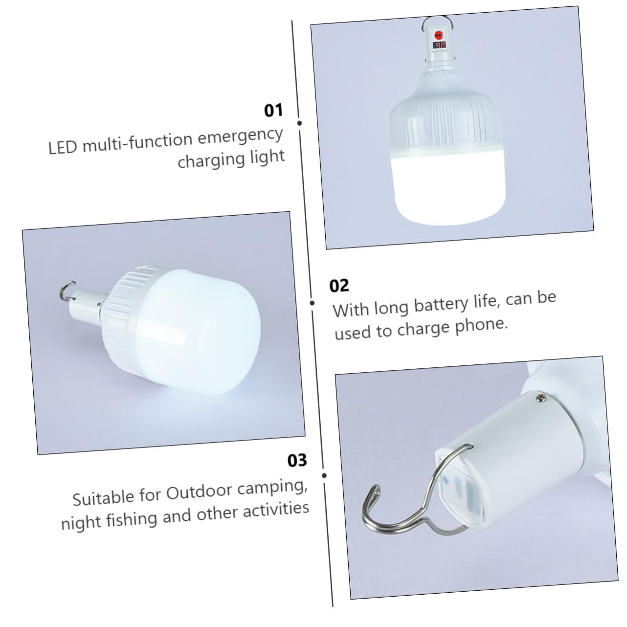 Lampe de Tente 1200mah LED Rechargeable 100w Étanche et Batterie Longue Durée Éclairage Extérieur pour Camping et Pêche Nocturne Camping Pêche Nocturne