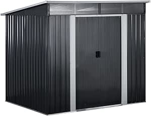 Uniprodo Mülltonnenbox Metall 2x240 Liter - Abschließbarer Geräteschuppen Für Garten