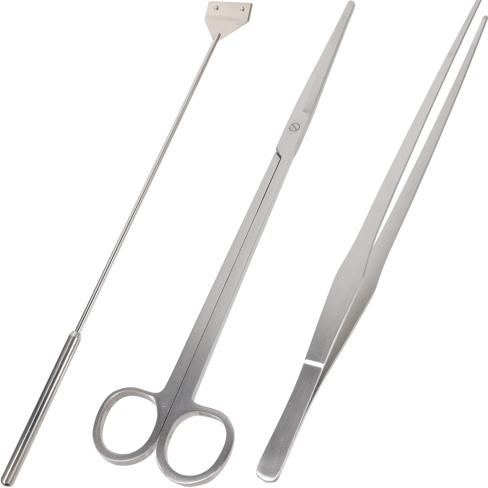 Kit D'outils D'aquascaping pour Nettoyage Rapide pour Aquarium en Métal Argenté Pince et Ciseaux et Élimination des Algues Aquarium en Verre