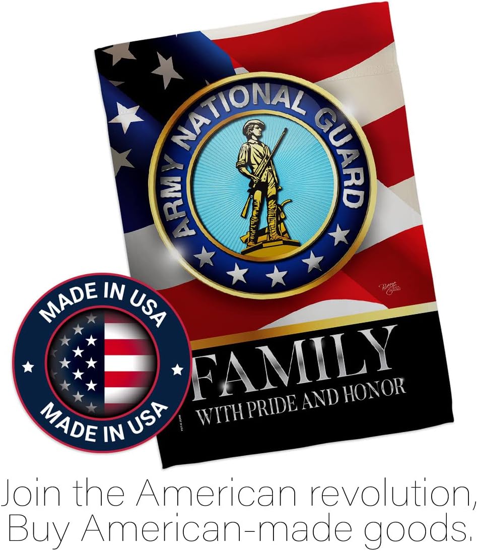 US Army National Guard Family Honor Garden Flag - Set with Stand Armed Forces ANG United State American Military Veteran Retire Official - House Banner Small Yard Gift Double-Sided 13 X 18.5