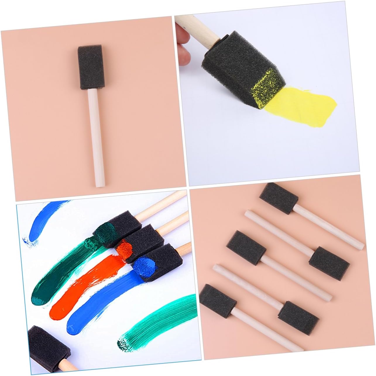 40pcs Foam Brush for Painting DIY Sponge Brushes for Craft Projects Oil Watercolor and Painting Lightweight Wooden Handle for Easy Use and Storage