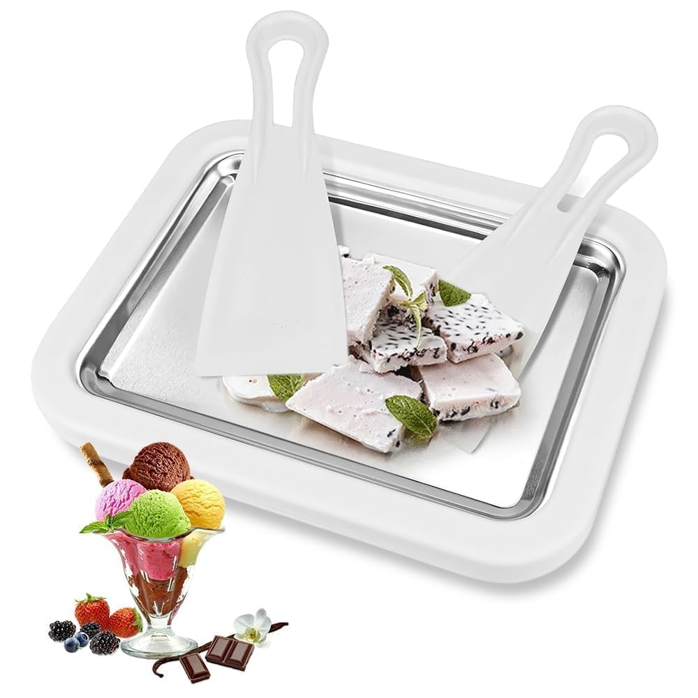 Gelato istantaneo, Rolled Ice Cream Maker con 2 Spatole, Piastra Fredda Per Gelato Ice Cream Rolls machine, Per la Preparazione di Yogurt Congelato, Gelato, Frutta, Frullati