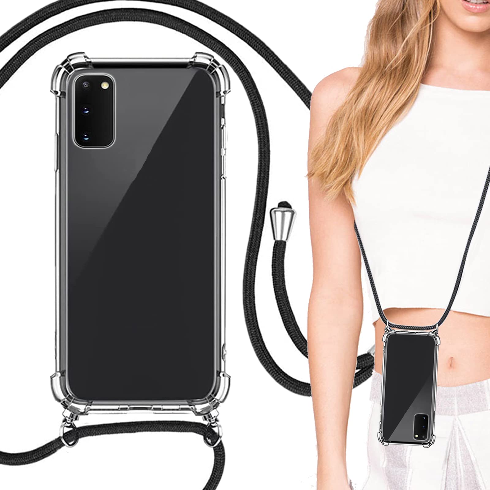 Amazon.co.jp: Galaxy S20 ケース クリア 透明 カバー ショルダー 掛縄