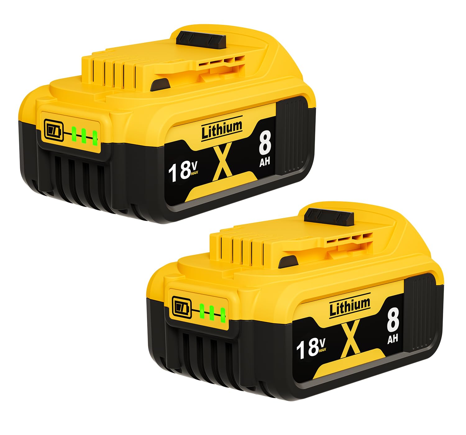 2-Pack18V 8.0Ah Replacement Battery for Dewalt 18V Battery Lithium Ion DCB206 DCB205 DCB204 DCB203 DCB201 DCB200 DCB180 Cordless Power Tools, Upgraded High Capacity with LED Indicator