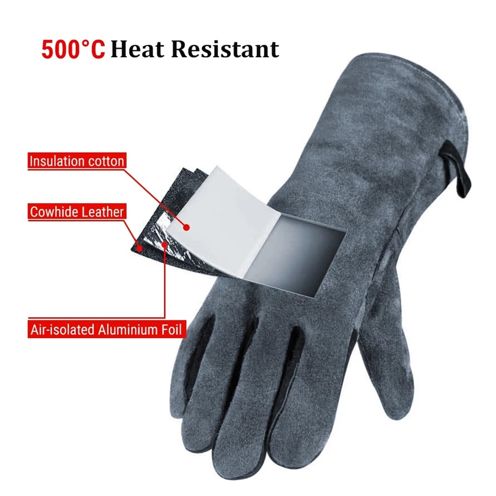 40cm Extended Welding Gloves Double-layer Heat Insulation Puncture Resistant Welding Gloves Garden Working Safety Gloves