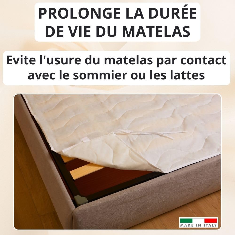 MAXIME MAISON - Couvre-Sommier, Cache Sommier 160x200 Matelassé Made in Italy, Protege Sommier 160x200, sous Matelas avec des Lacets aux Coins, Matériau Hypoallergénique, Anti-Acariens, Respirant