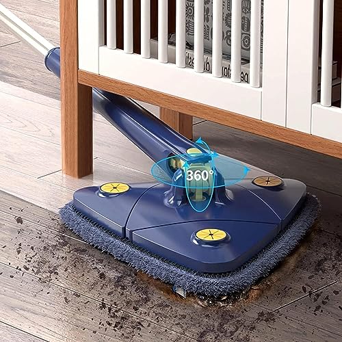 Image of 360 Rotating Triangle Mop with Adjustable Long Handle | Microfiber Flat Mop for Floor, Wall, Ceiling & Corner Cleaning | Self-Squeeze Wet & Dry Cleaner for Home, Kitchen, Bathroom & Tiles