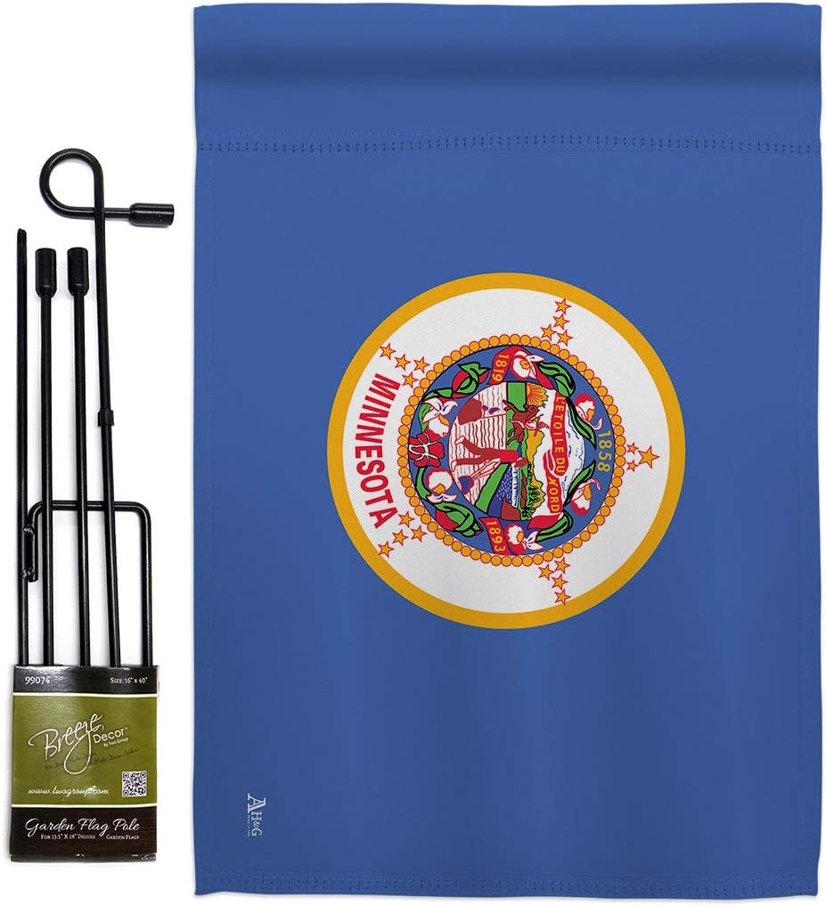 Minnesota Garden Flag Set Wall Holder Americana States USA American Territories Republic Country Particular Area Small Decorative Gift Yard House Banner Made In 13 X 18.5