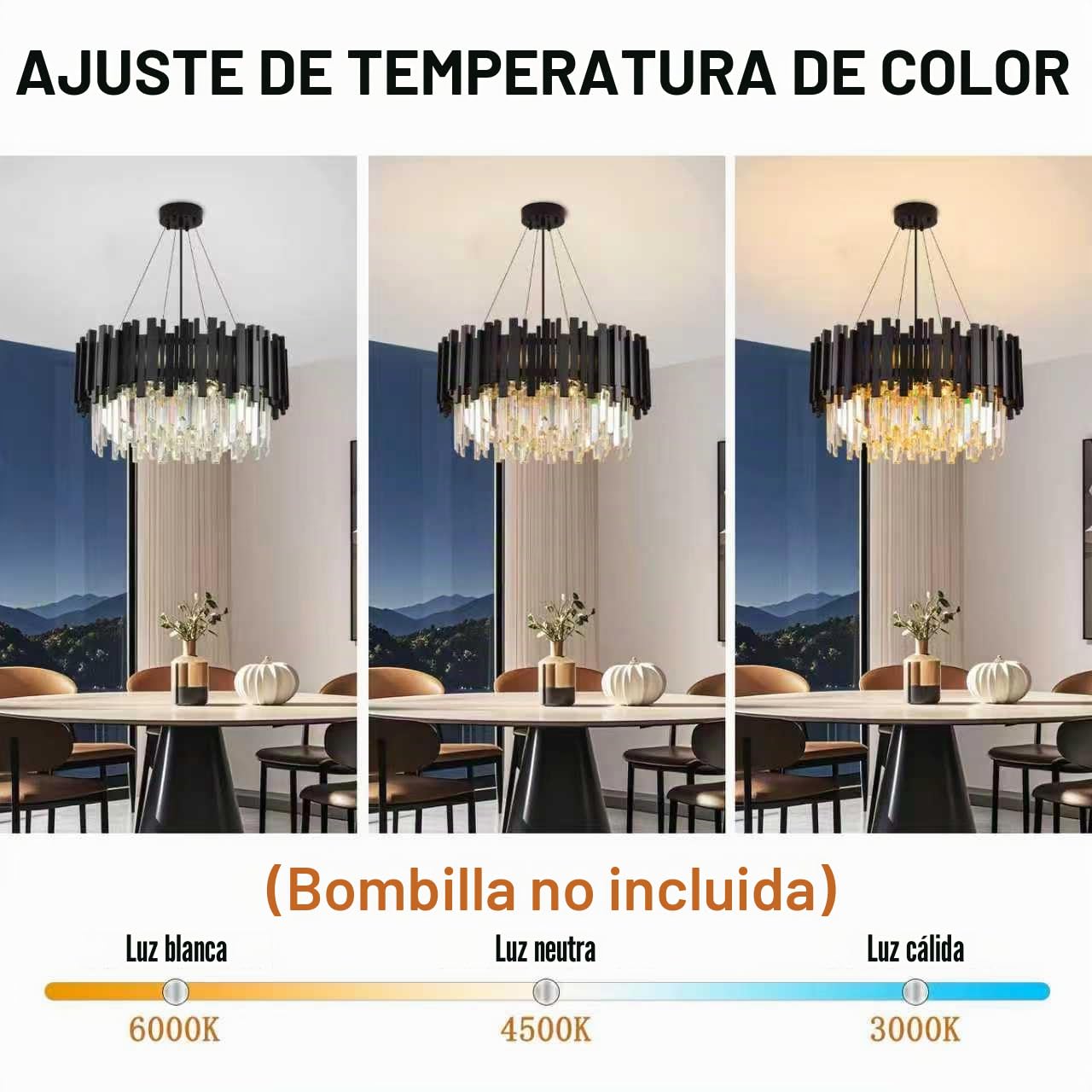 Lámpara de Araña de Cristal Moderna, 9*E14 | Redonda Lampara Negro Cristal Colgante, Cadena de altura ajustable Para Dormitorio, Salón, Comedor