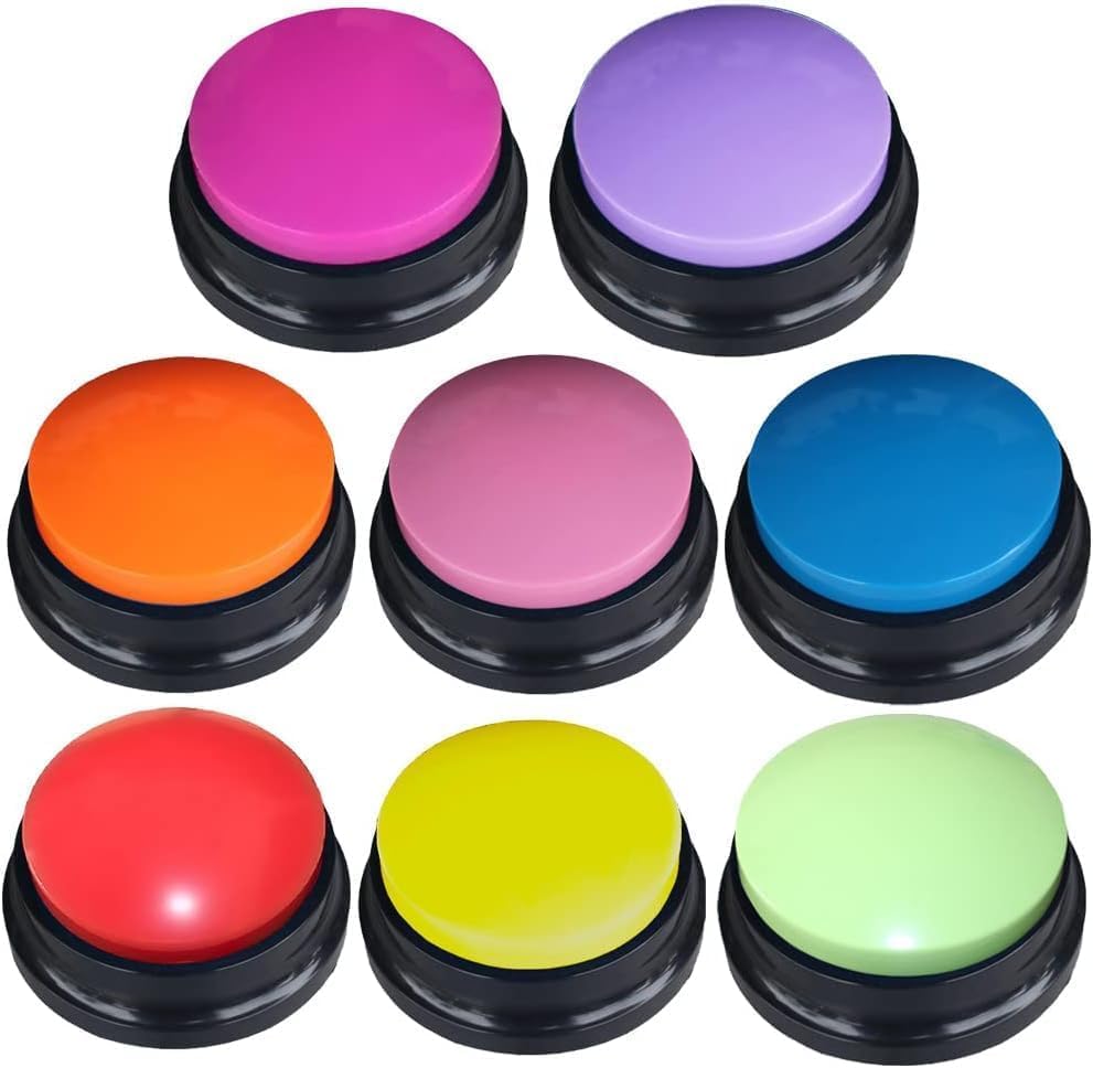 8 Color Voice Recording Button, Dog Buttons for Communication Pet Training Buzzer, 30 Second Record & Playback, Funny Study Office Home - 8 Color Packs (multicolor-UK)