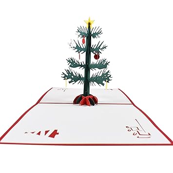 WorldCare 3D Pop Up Christmas Cards Greeting Holiday Cards with Envelope Xmas Decoration Ornament Xmas Tree Snow Pattern Cards New Year Holiday Festivals Gift-CS-A-254094