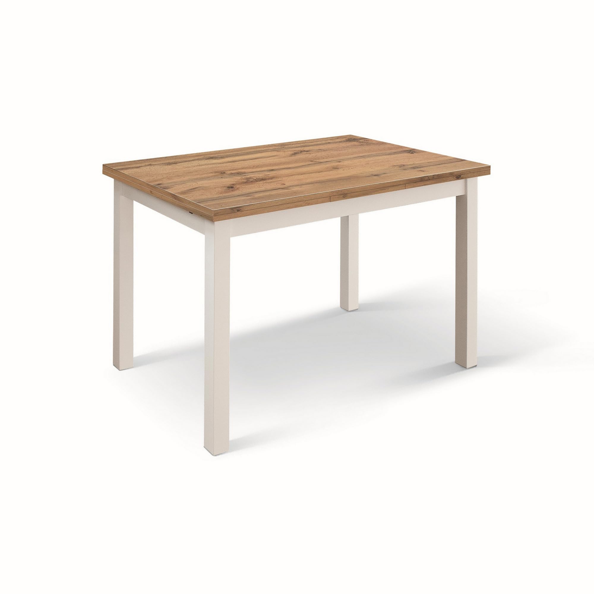 KONTE.DESIGN Tavolo POSITANO in legno effetto rovere e gambe bianche, allungabile 110x70 cm - 190x70 cm