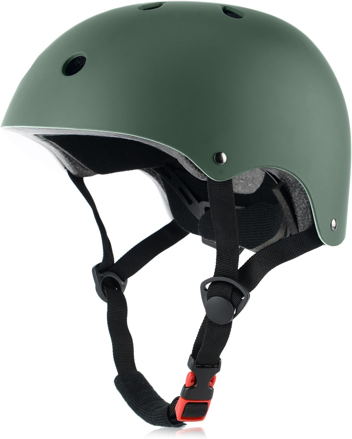 Skateboard Bike Helmet, Lightweight Adjustable, Multi-Sport for Bicycle Skate Scooter, 3 Sizes for Adult Youth & Kids Matte Blackish Green Large: 57-61 cm / 22.4"-24"