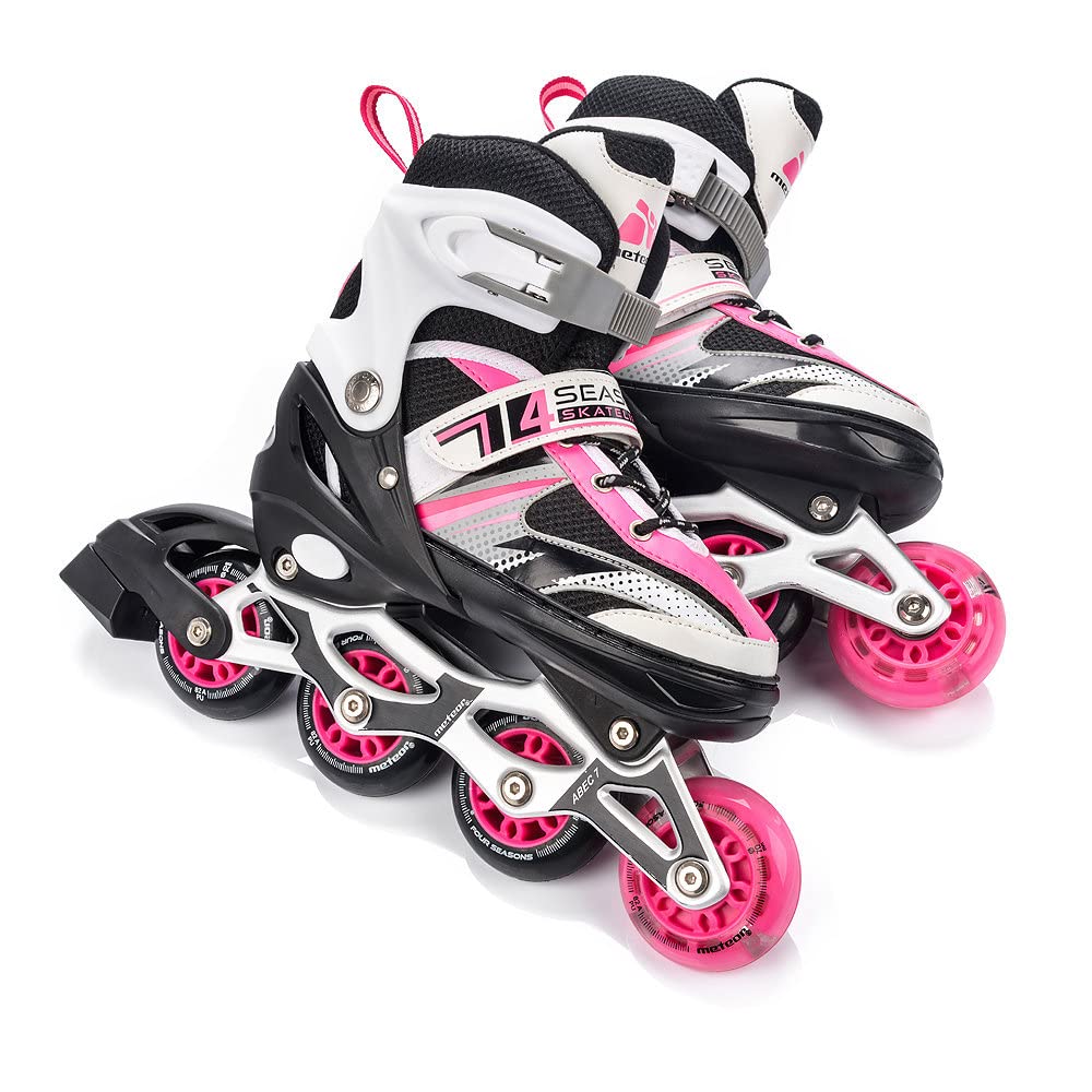 Rolki dla Dzieci Łyżwy Wrotki Łyżworolki Rollerblade 4 w 1 Fitness Młodzieżowe Damskie Męskie meskie Regulowane Czarne i różne kolory dla Dorosłych Scate Koła Led Meteor