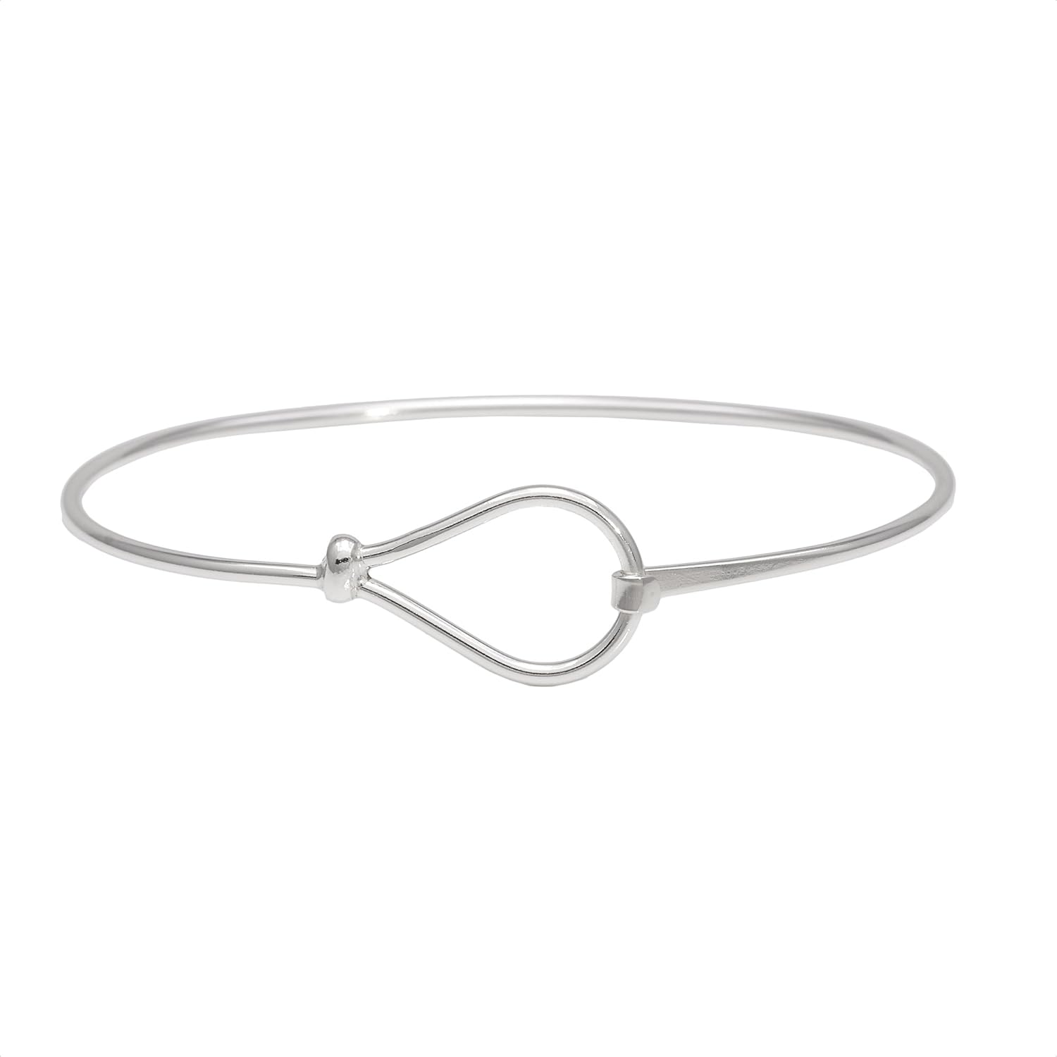 Silverly 925 Sterling Silver Lasso Loop Bangle for Women - Classic Minimalist Friendship Bracelets - Bridesmaid Gift Jewelry - Thin Tube Stacking Bracelet for Ladies - Simple Bangle for Everyday