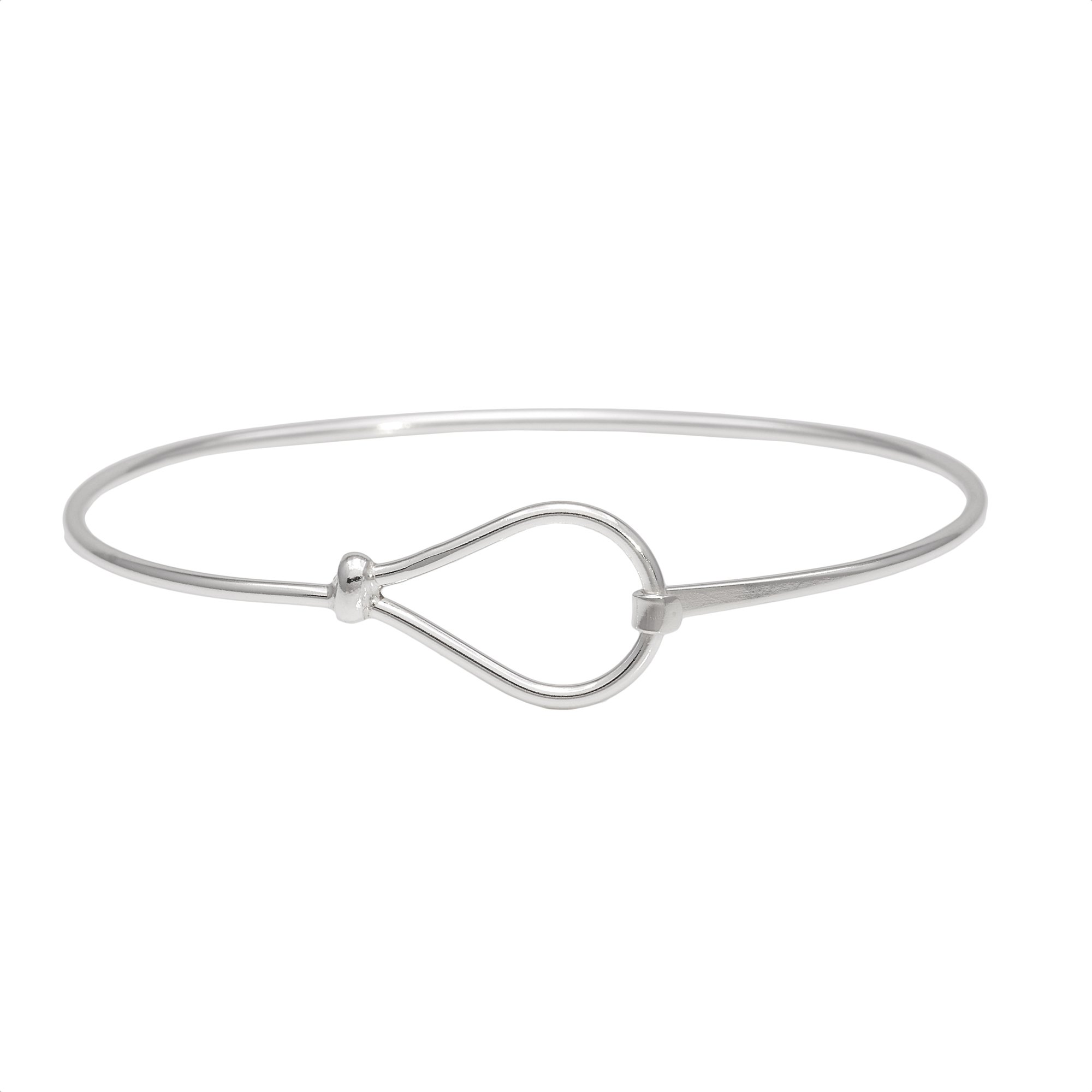 Silverly Bracciale Rigido con Anello a Laccio in Argento Sterling 925 per Donna | Braccialetti Dell'amicizia Classici e Minimalisti | Gioielli Regalo per Damigelle D'onore