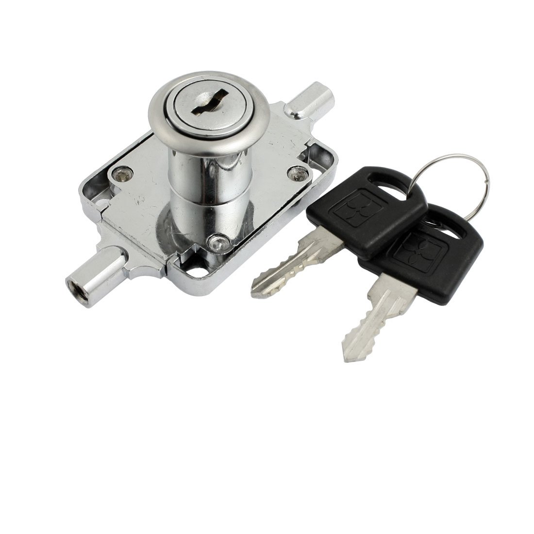 Aexit 83mm x Lock 39mm Glass Cabinet Single Door Cylinder Rim Security Lock Silver Tone Model:91as487qo64