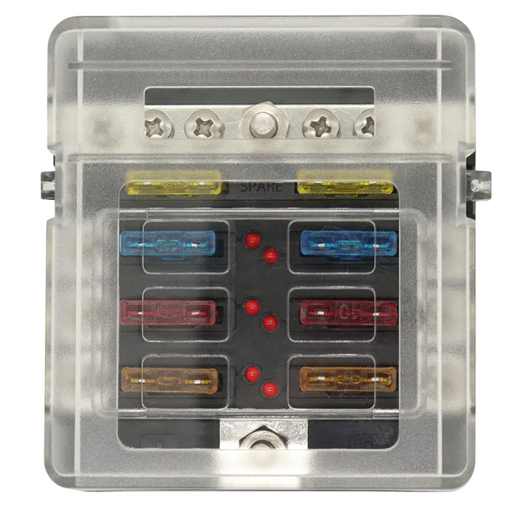 6 Box Circuit Junction Box Marine Fuse Holder Fuse Holder with Labels Auto Car