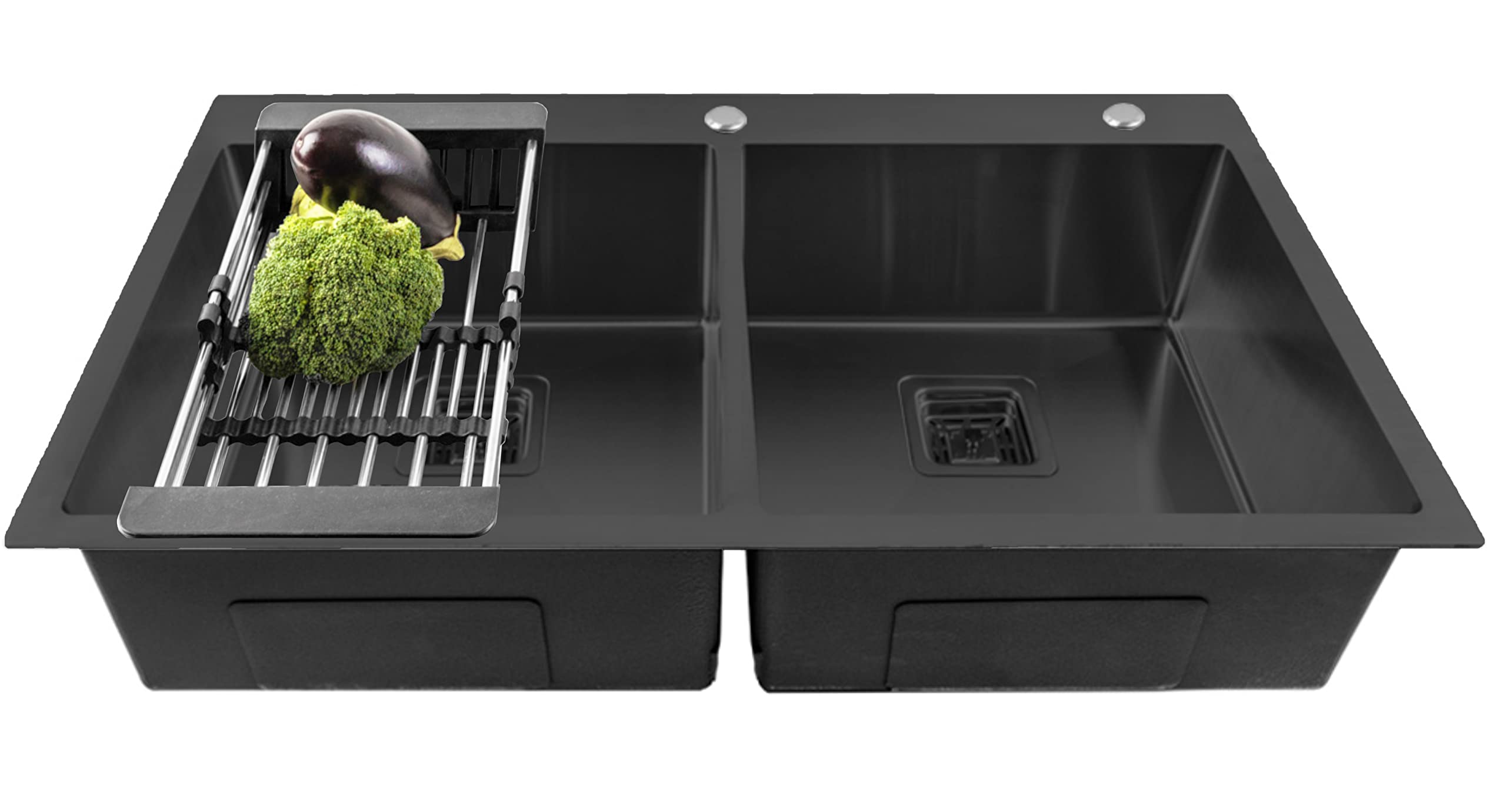Fossa 45"x20"x10" Inch Double Bowl With Tap hole Premium Stainless Steel Handmade Kitchen Sink (Matte Finish) Black (B09RPXDH4S) Amazon Price History, Amazon Price Tracker