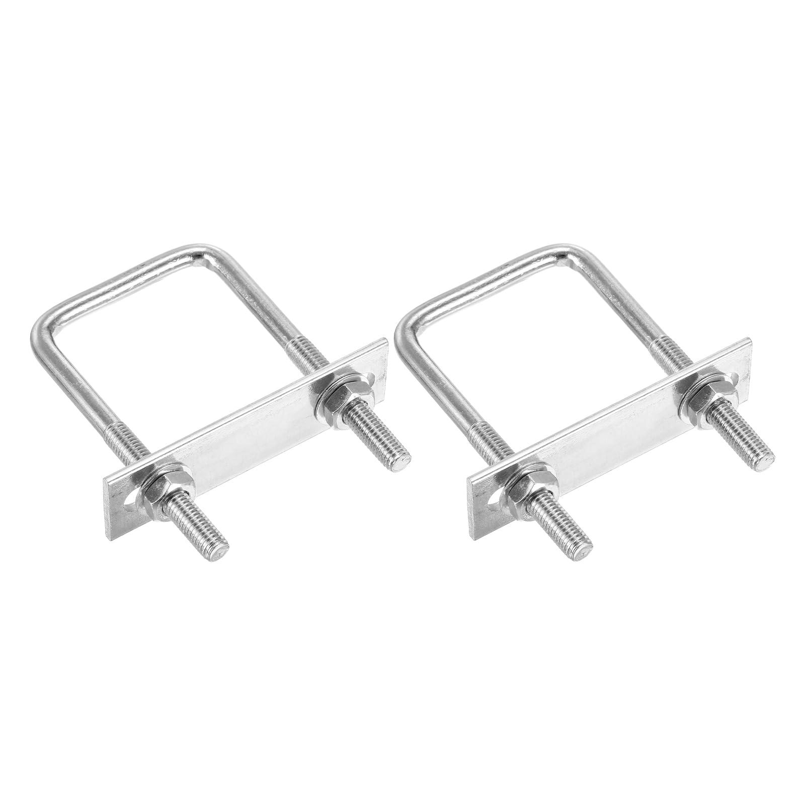 DTGN M8x50x100mm U Bolts Square Kit, 2Set, 304 Stainless Steel U-Bolt Kit with Nuts, Washers, Frame Plate