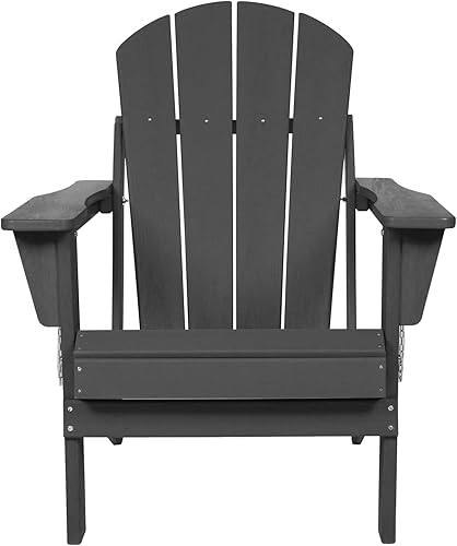 Miniatura 7 de RESINTEAK - Silla plegable Adirondack con soporte para tazas, asiento cómodo extra ancho, muebles de patio para fogatas al aire libre, terraza y