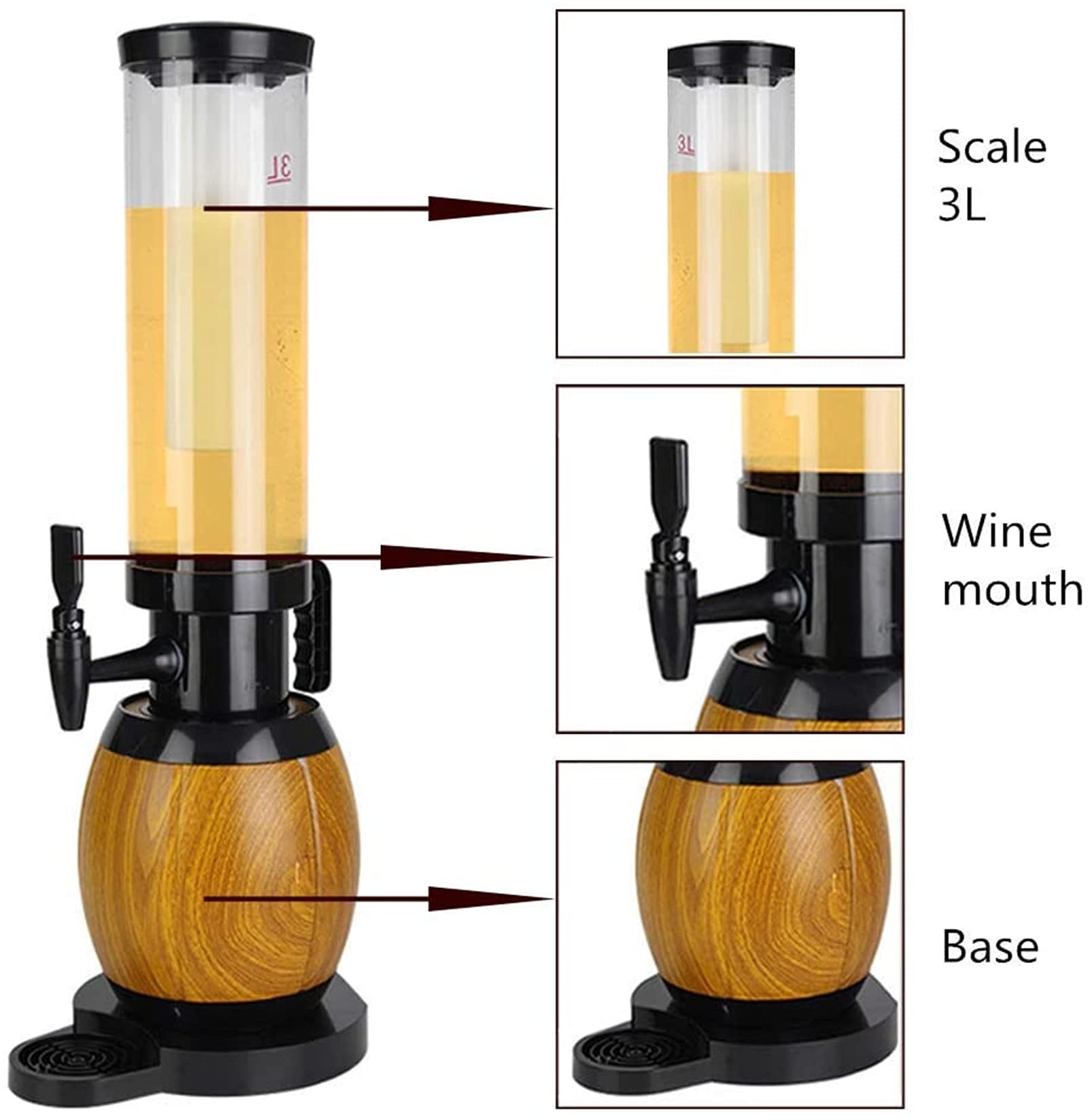 SXA Dispenser di Birra 3L Drugna Bevande Distributore della Torre della Bevanda con Il Tubo di Ghiaccio E Le Luci A LED per Il Bar Home Party Ristorante A Buffet
