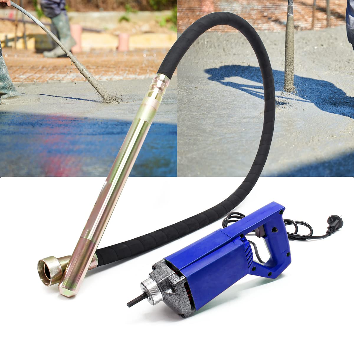 MLD Concrete Vibration Machine with 1.5 Meter Needle Concrete Vibrator machine with Needle hose flexible shaft for Remove Air Bubble, Level & Mix Concrete (Color-Multi, Watt-600W, Speed-4000rpm)