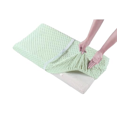 Miniatura 10 de Funda para cambiador de bebé, súper suave, con lunares Minky para bebés, niñas y niños, ultra cómoda, segura para bebés, se ajusta a almohadillas de