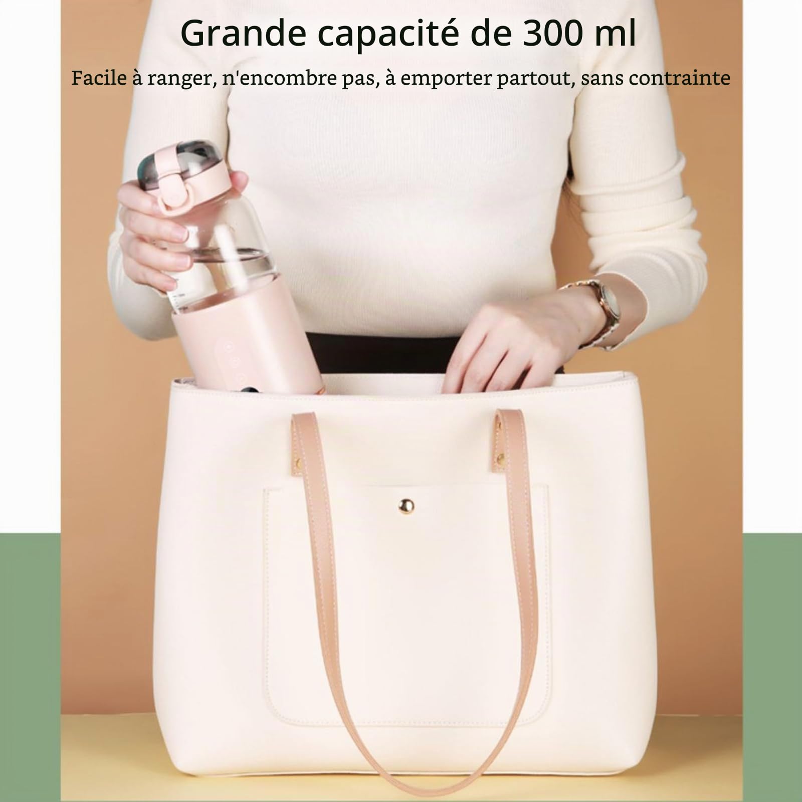 Générique Chauffe-Eau portatif,Chauffe-Eau Portable pour Formule bébé Capacité de 300 ML,Chauffe biberon Nomade sans Fil,Facile à Transporter et adapté aux Voyages