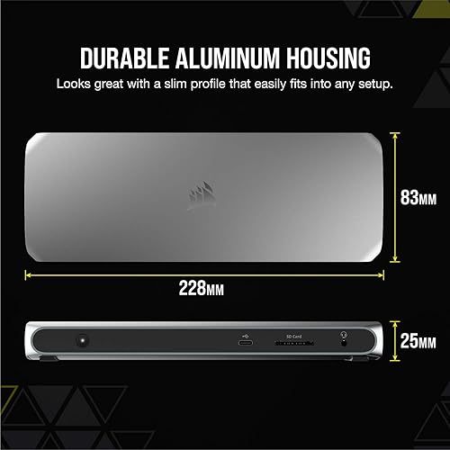 Miniatura 5 de Corsair Base TBT100 Thunderbolt 3 carga de 85 W, soporte dual 4k 60Hz, 2 HDMI, 40 Gbs, USB-C Gen 2 (15 W) x2, USB-A 3.1 (7.5 W) x2, Gigabit Ethernet