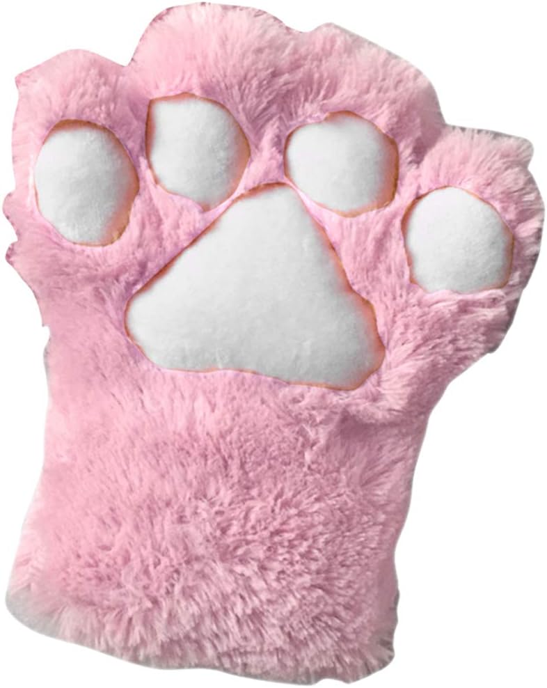 SH-RuiDu1PC Women Girls Cute Cat Paw Fingerless Faux Fur Plush Glove for Cosplay