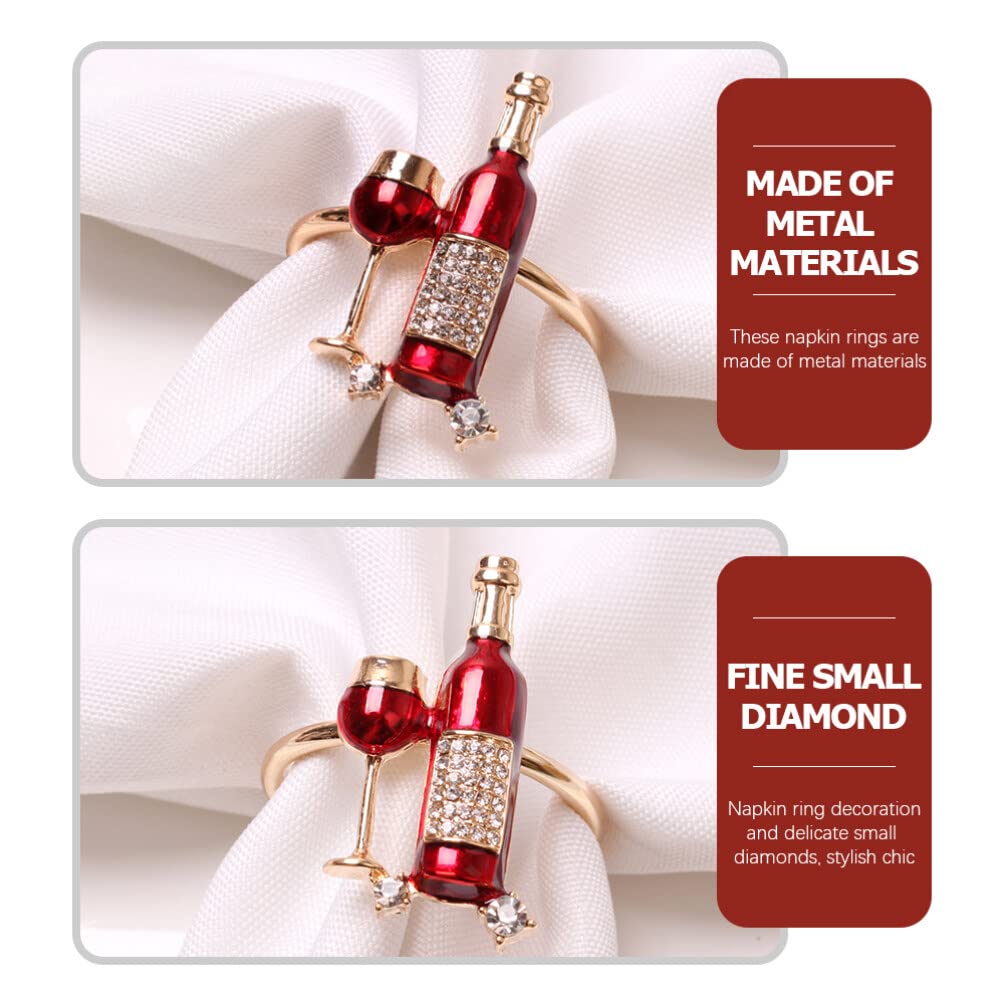 DOITOOL Spider Rings 4pcs Red Wine Bottle Cup Napkin Rings Vintage Napkin Holder Ring Napkin Buckles Serviette Ring for Weddings Receptions Banquet Buffet Table Decor Fall Napkin Rings