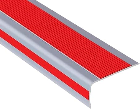 FQMYLTYN L Shape Nosing Trim, Stair Edge Non-Slip Protector Guard Strip, PVC Rubber Angle Step Edge Bar, Self-Adhesive, for Indoor Outdoor Tile Wood Metal StairRed,100 * 5 * 2.5cm